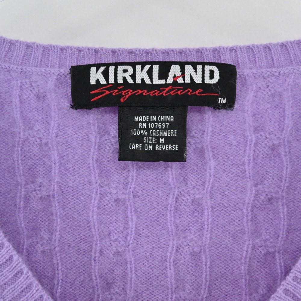 Kirkland Cashmere Cable Knit Sweater Womens Size M Purple V-Neck Vintage Y2k - Picture 6 of 8
